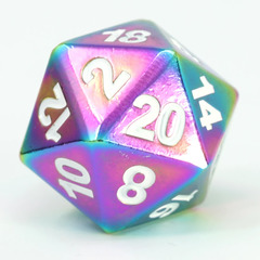 Single d20 - Forge Scorched Rainbow w/ White