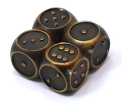 Set of 4 mini D6 with pips - Gold Sapphire