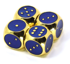 Set of 4 mini D6 with pips - Gold Ruby