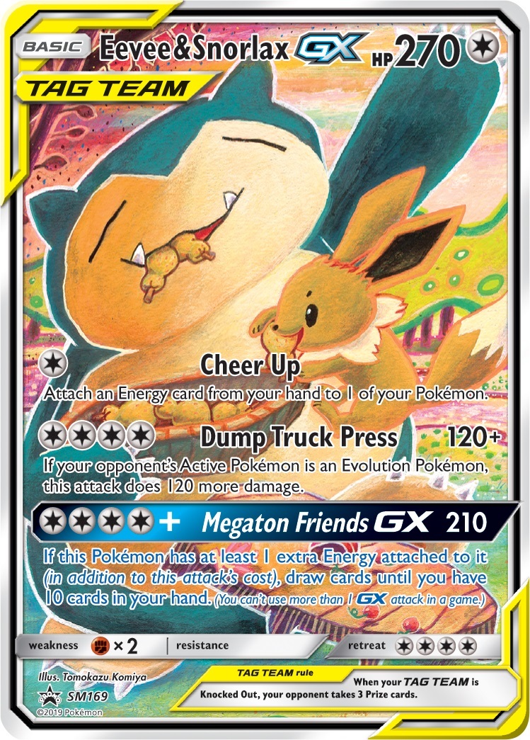 Damaged Eevee & Snorlax GX - SM169 - SM Black Star Promo Pokemon