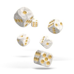 Oakie Doakie Dice - D6 Marble White 16mm Set of 12