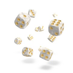 Oakie Doakie Dice - D6 Marble White 12mm Set of 36