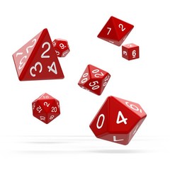 Oakie Doakie Dice - RPG-Set Solid Red