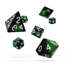 Oakie Doakie Dice RPG Set 7 Dice - Glow in the Dark, Biohazard