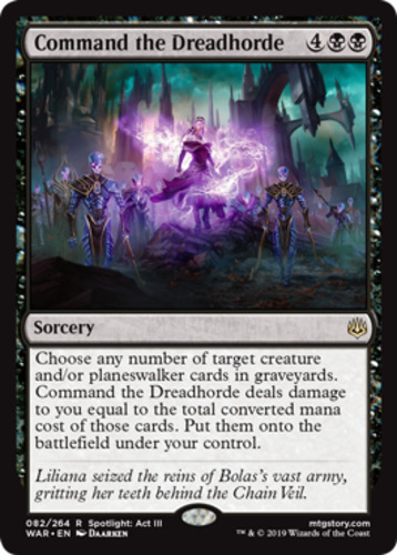 Command the Dreadhorde 1x FOIL WAR MTG War of the Spark Rare MINT black Command the Dreadhorde 1x FOIL WAR MTG War of the Spark Rare MINT black
