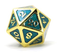 Dire d20 - Mythica Gold Aquamarine