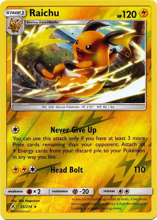 Raichu - 55/214 - Rare - Reverse Holo