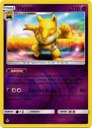 Hypno - 72/214 - Rare - Reverse Holo