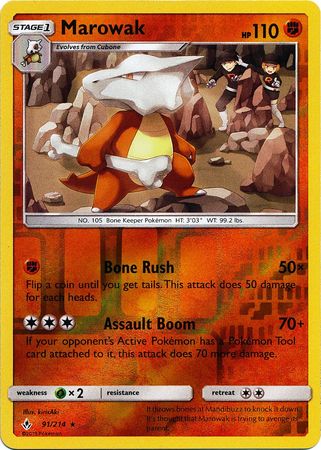 Marowak - 91/214 - Rare - Reverse Holo