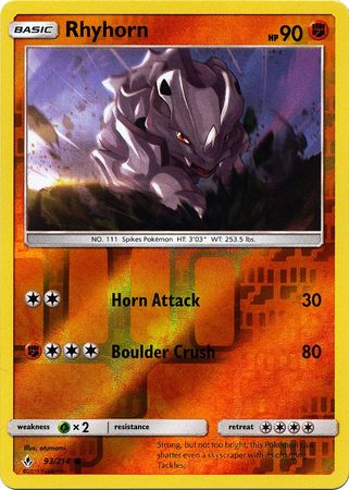 Rhyhorn - 93/214 - Common - Reverse Holo