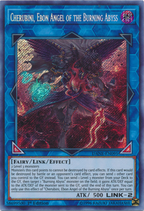 Cherubini, Ebon Angel of the Burning Abyss - DANE-EN095 - Secret Rare - 1st Edition Cherubini, Ebon Angel of the Burning Abyss - DANE-EN095 - Secret Rare - 1st Edition