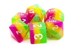 Old School RPG Dice Set: Gradients -  Rose Red, Yellow & Green