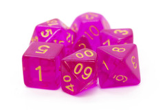 Old School RPG Dice Set: Translucent Magenta w/ Gold