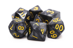 Old School RPG Dice Set: Pearl Drop - Black w / Gold