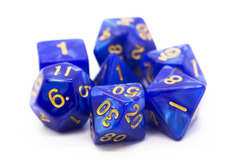 Old School RPG Dice Set: Pearl Drop - Blue w/ Gold