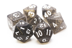 Old School RPG Dice Set: Sparkle - Translucent Black