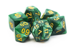 Old School RPG Dice Set: Pearl Drop - Green w/ Gold