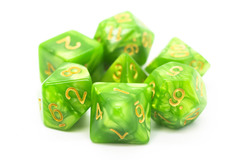 Old School RPG Dice Set: Pearl Drop - Light Green w/ Gold