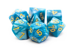 Old School RPG Dice Set: Pearl Drop - Ocean w/ Gold