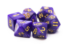 Old School RPG Dice Set: Pearl Drop - Purple w/ Gold