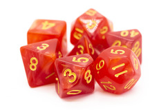 Old School RPG Dice Set: Pearl Drop - Red w/ Gold