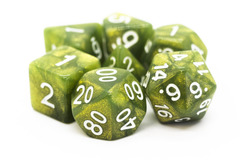 Old School RPG Dice Set: Pearl Drop - Shimmer Green