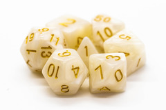 Old School RPG Dice Set: Pearl Drop - White w/ Gold