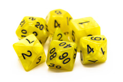 Old School RPG Dice Set: Pearl Drop - Yellow w/ Black