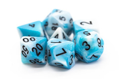 Old School RPG Dice Set: Vorpal - Baby Blue & White w/ Black