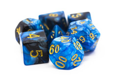 Old School RPG Dice Set: Vorpal - Black & Blue w/ Gold