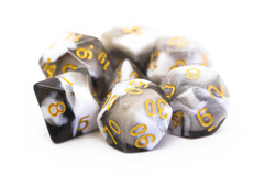 Old School RPG Dice Set: Vorpal - Black & White w/ Gold