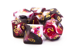 Old School RPG Dice Set: Vorpal - Blood Red & White w/ Gold