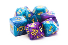 Old School RPG Dice Set: Vorpal - Teal & Lavender w/ Gold