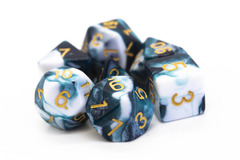 Old School RPG Dice Set: Vorpal - Dark Blue & White w/ Gold