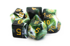 Old School RPG Dice Set: Vorpal - Green & White w/ Gold