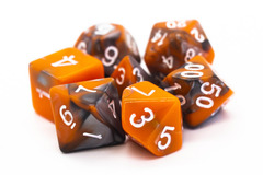 Old School RPG Dice Set: Vorpal - Silver & Orange