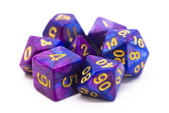 Old School RPG Dice Set: Vorpal - Lavender & Blue w/ Gold