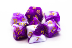 Old School RPG Dice Set: Vorpal - Purple & White w/ Gold