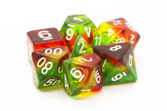 Old School RPG Dice Set: Gradients - Translucent Apple Orchard