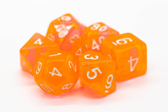 Old School RPG Dice Set: Translucent Electric Peach