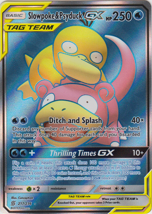 Slowpoke & Psyduck GX (Full Art) --- 217/236 - Full Art Ultra Rare