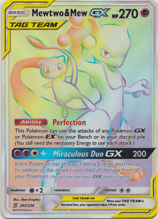 Mewtwo & Mew GX (Secret) -- 242/236 - Secret Rare