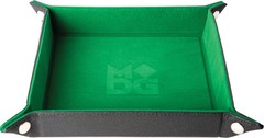 Metallic Dice Games Green Velvet Dice Tray with Leather Backing