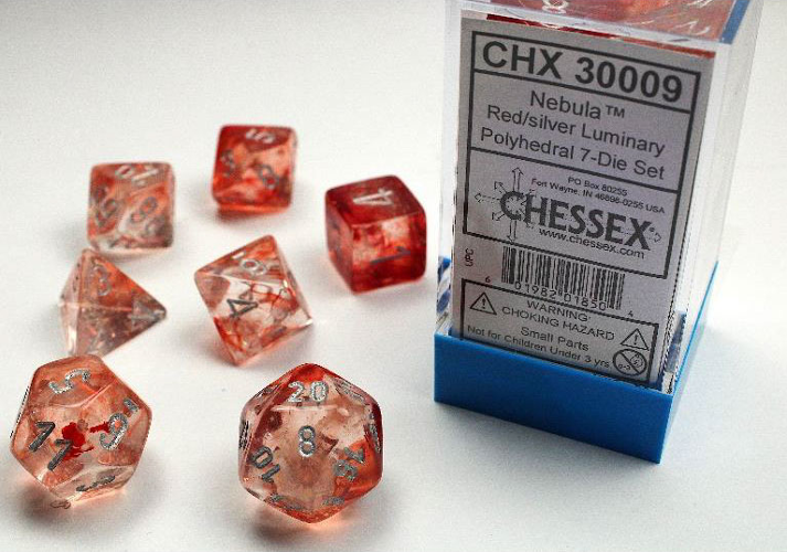 Nebula Red/silver Luminary Polyhedral 7-Die Set - CHX30009