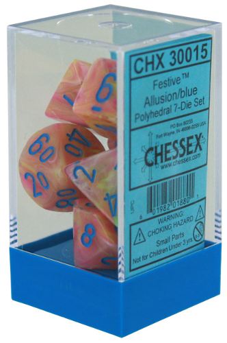 Festive Allusion/blue Polyhedral 7-Die Set - CHX30015