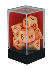 Chessex Dice Block 7ct Polyhedral - Festive Sunburst with Red Numbers - CHX27453