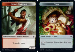 Human Warrior // Food (17) Double-sided Token - Foil