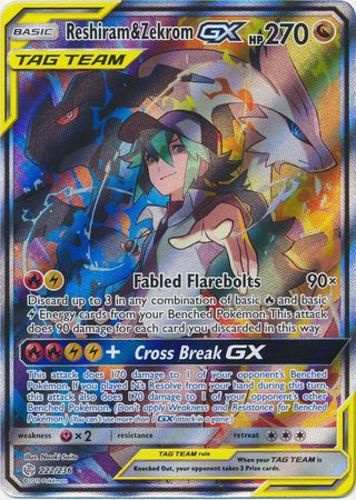 Pokemon Moderately Played Reshiram & Zekrom Tag Team GX - 222/236