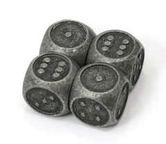 Set of 4 mini D6 with pips - Dark Iron