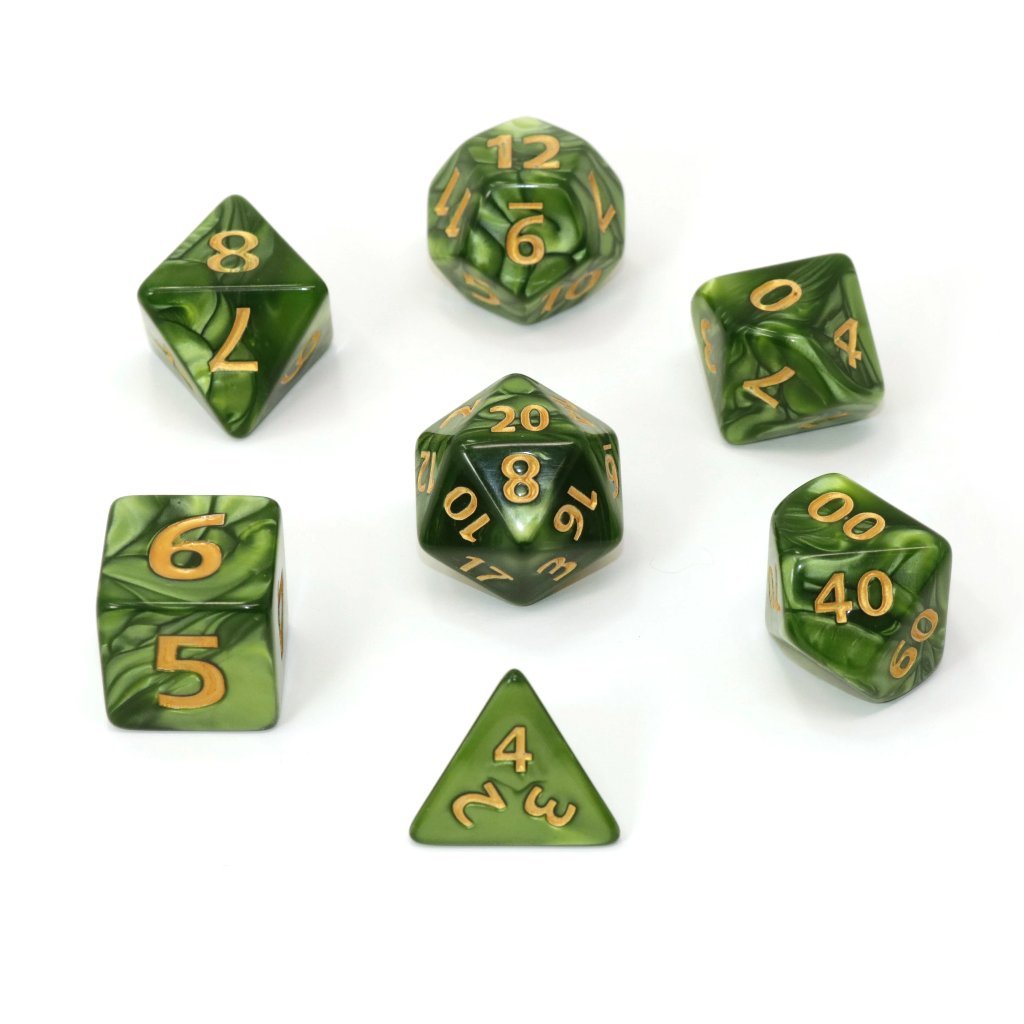 Mega Dice - Green Swirl w/ Gold